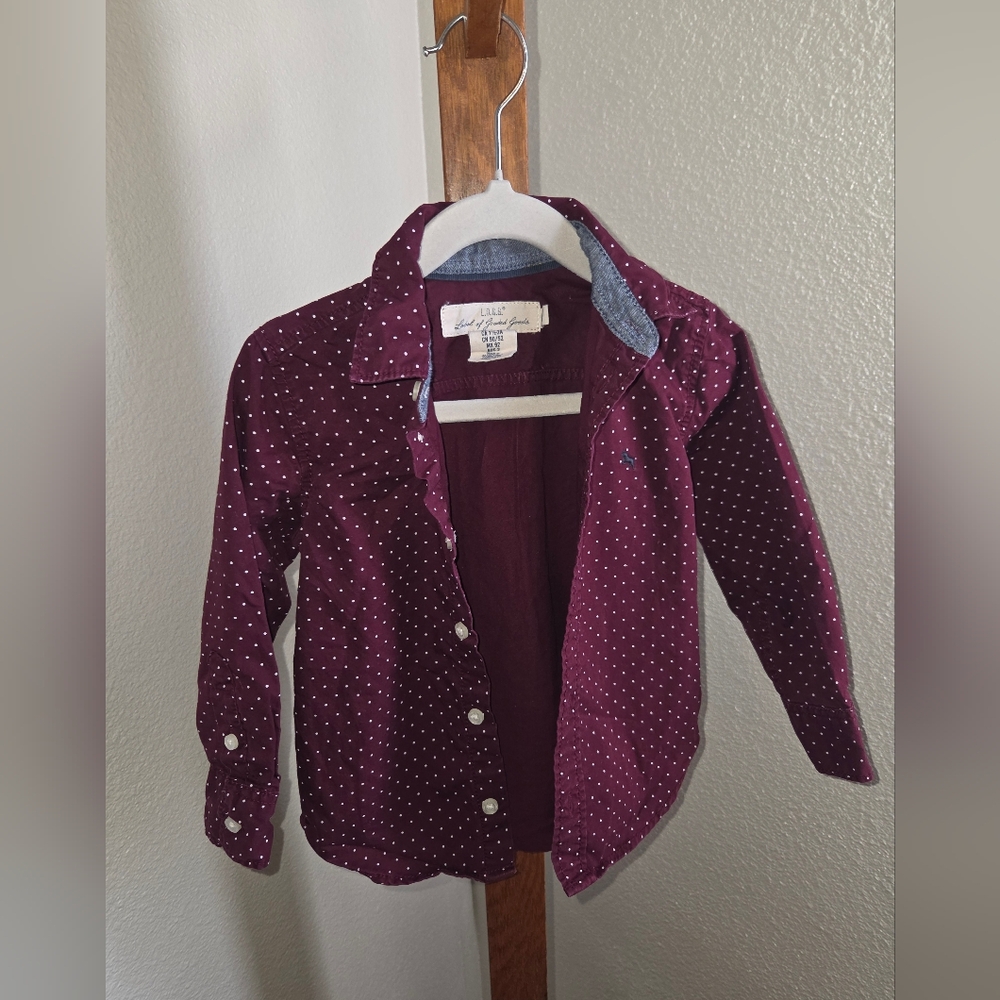 H & M Maroon Polka Dot Kids Button Down Shirt